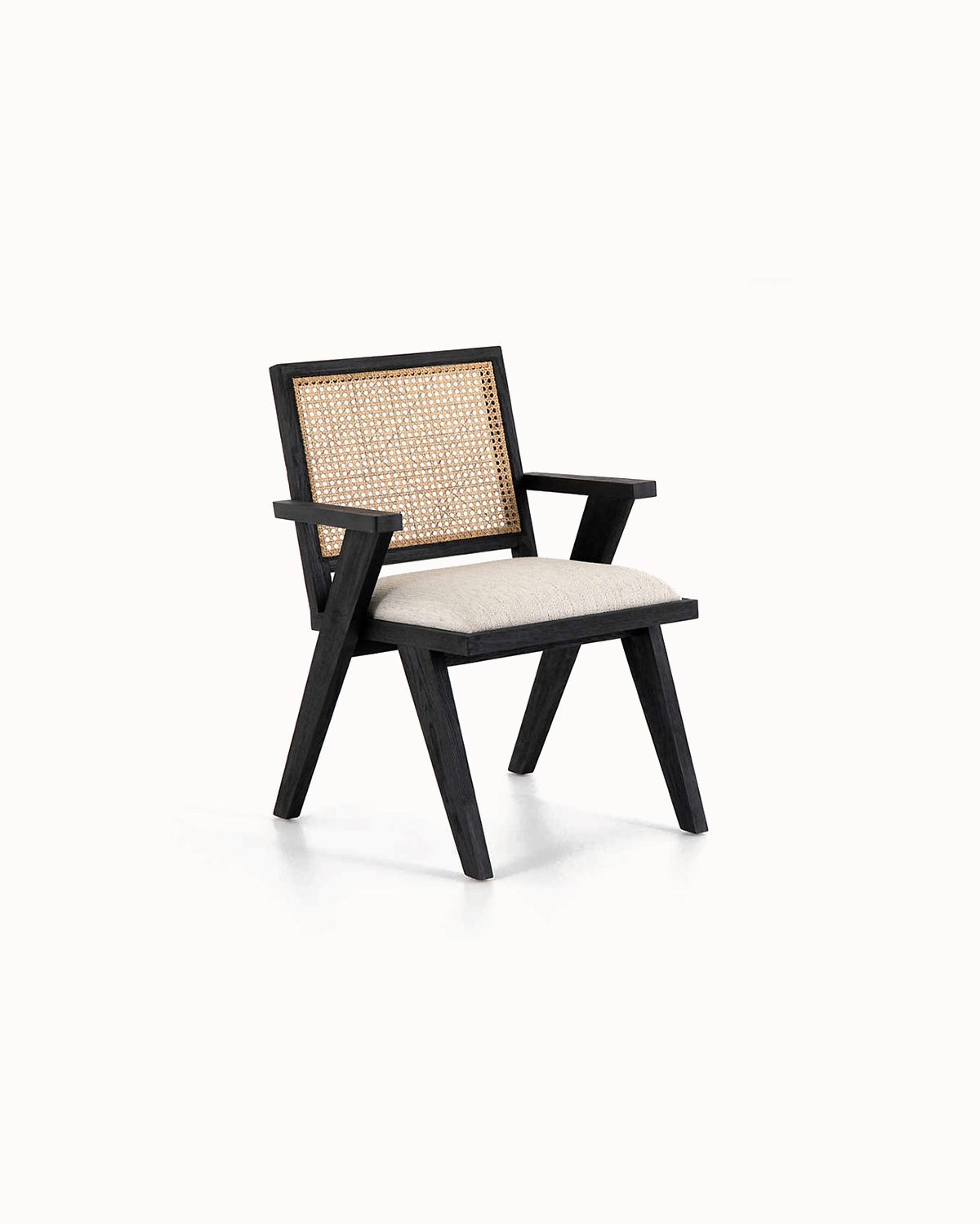 Upholstered Cane Dining Chair - الصورة 2